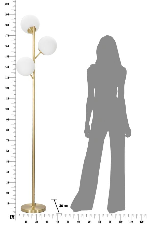 Goldene Metall-Stehlampe mit 3 Glühbirnen