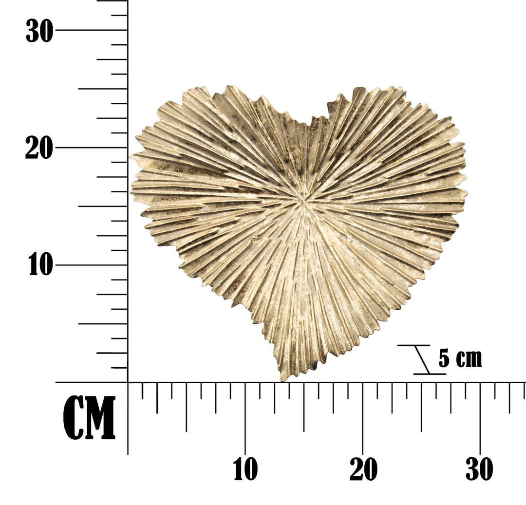 Herzförmiges Tablett aus Goldmetall