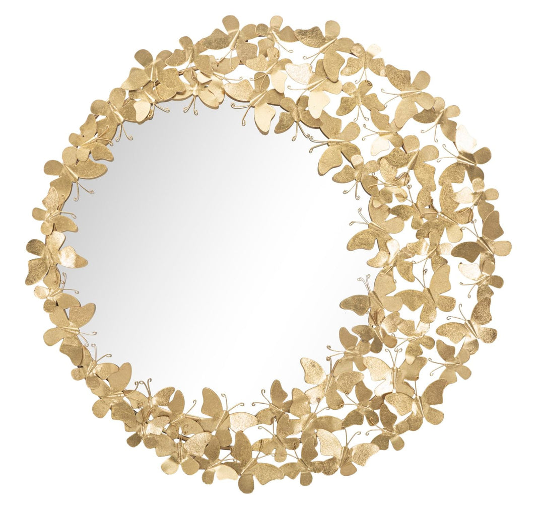 Gold Metall Schmetterling Runde Wandspiegel