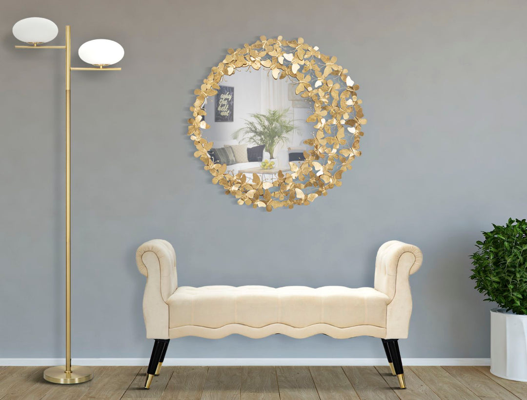 Gold Metall Schmetterling Runde Wandspiegel