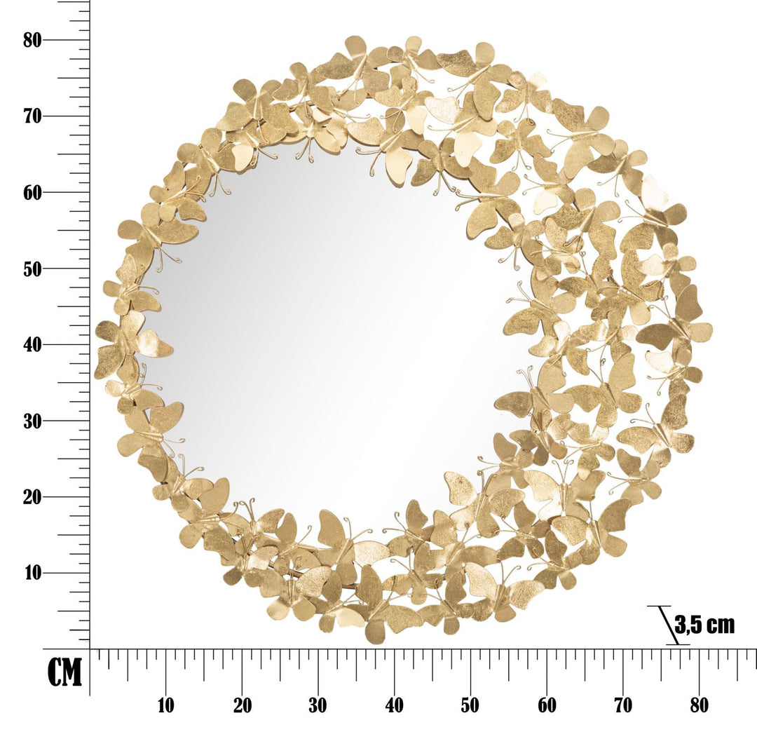 Gold Metall Schmetterling Runde Wandspiegel