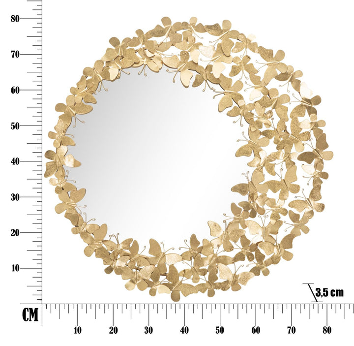 Gold Metall Schmetterling Runde Wandspiegel