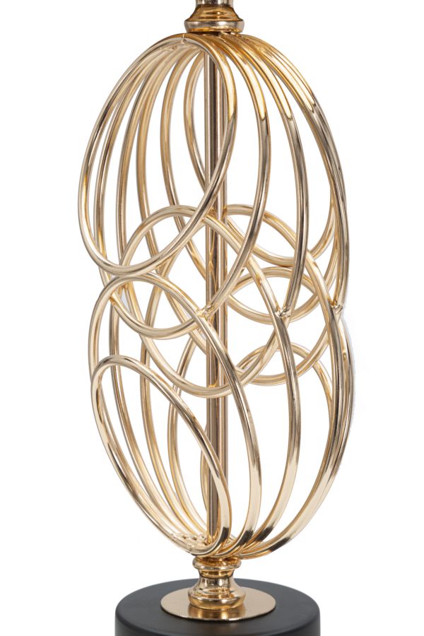 Geometrische Tischleuchte aus Metall in Gold und Schwarz