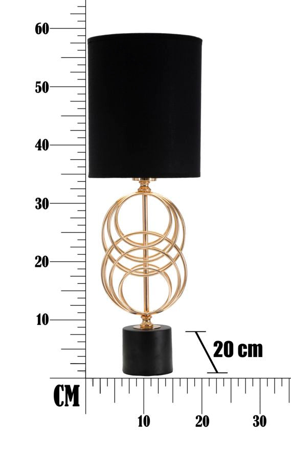 Geometrische Tischleuchte aus Metall in Gold und Schwarz