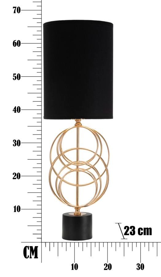 Geometrische Tischleuchte aus Metall in Gold und Schwarz