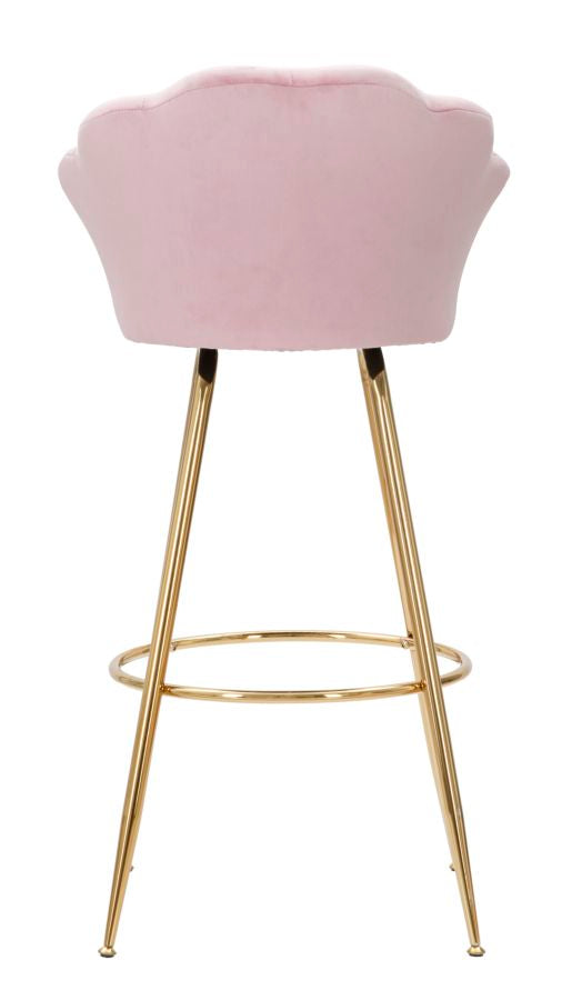 Hellrosa Samt-Barhocker mit goldenen Metallbeinen