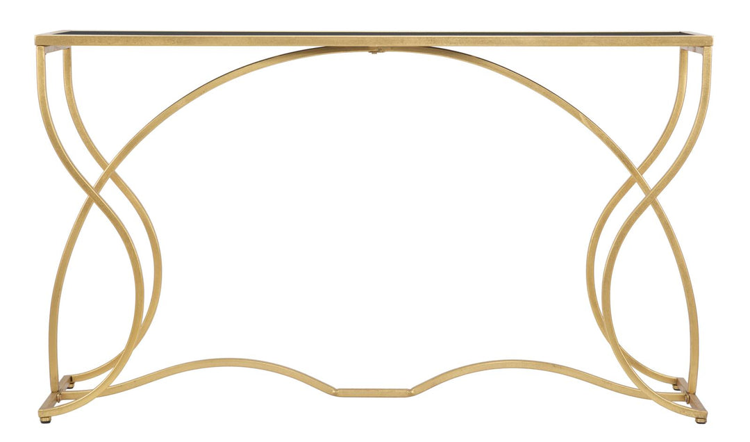 Gold-schwarzer Konsolentisch aus Metall und Glas