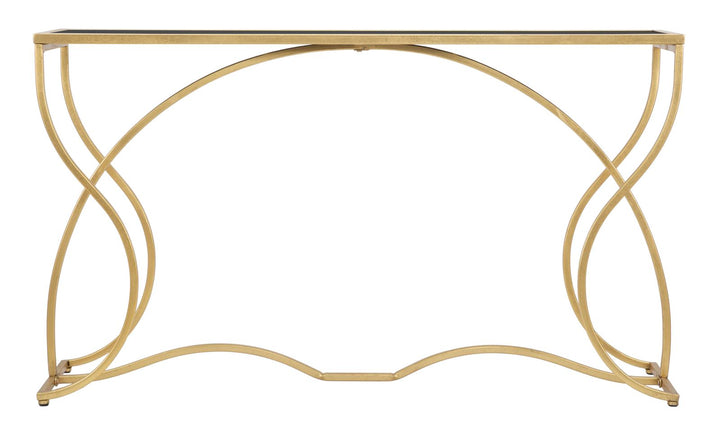 Gold-schwarzer Konsolentisch aus Metall und Glas