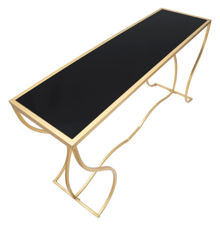 Gold-schwarzer Konsolentisch aus Metall und Glas