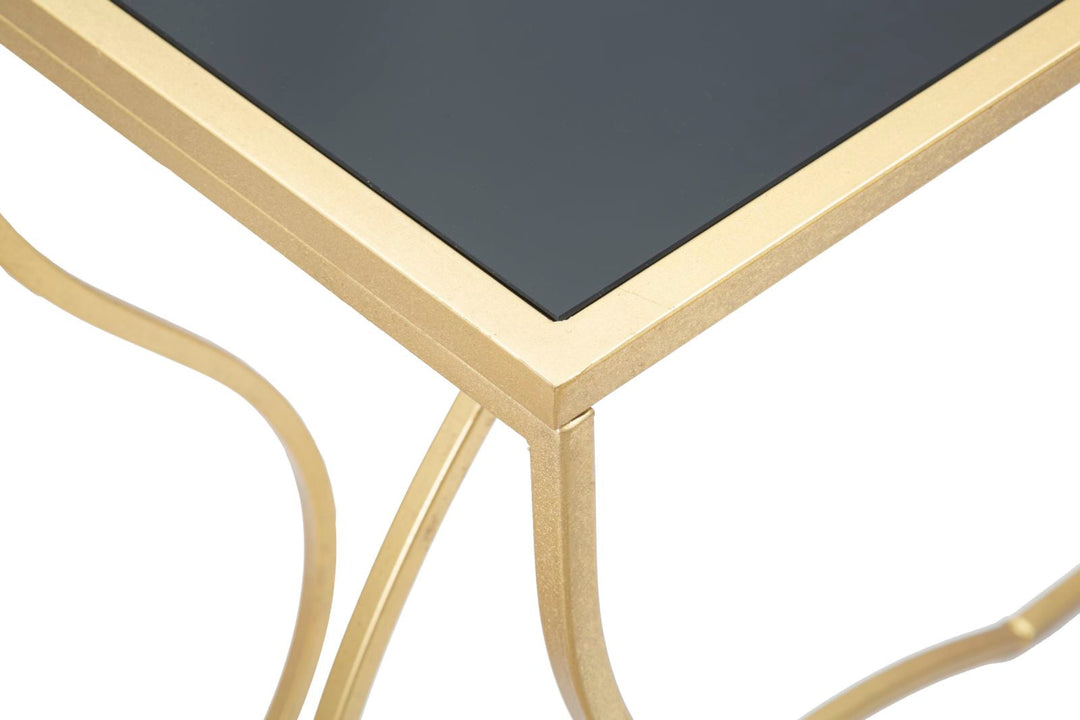 Gold-schwarzer Konsolentisch aus Metall und Glas