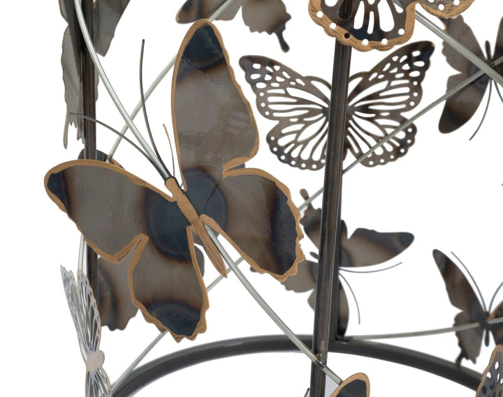 Kleiner Tisch aus Metall und Glas mit Schmetterling 2er-Set