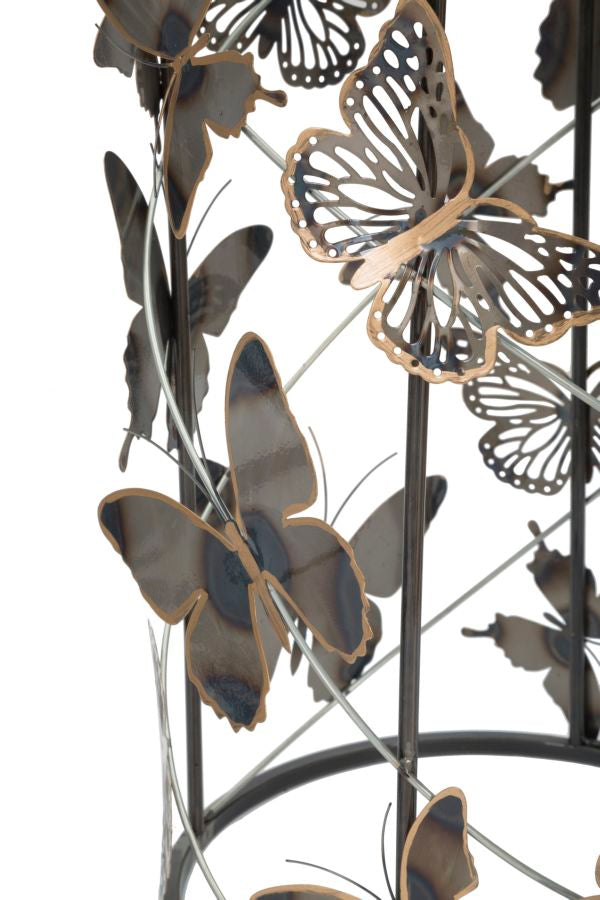 Kleiner Tisch aus Metall und Glas mit Schmetterling 2er-Set