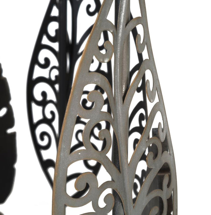 Kleiner Tisch aus Metall und Glas mit Blattmuster, 2er-Set