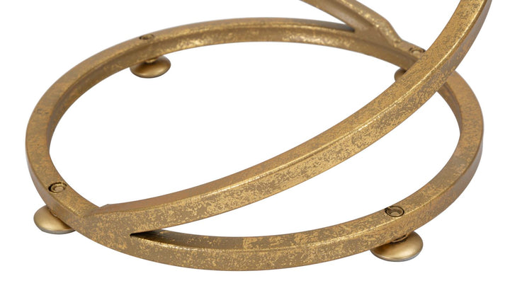 Goldfarbener Tisch mit Marmorplatte und Metallspiralbeinen