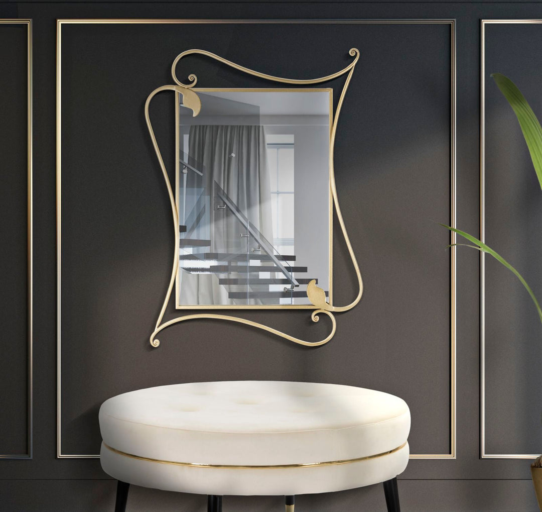 Metall Elegante Linie dekoriert Quadratischer Wandspiegel