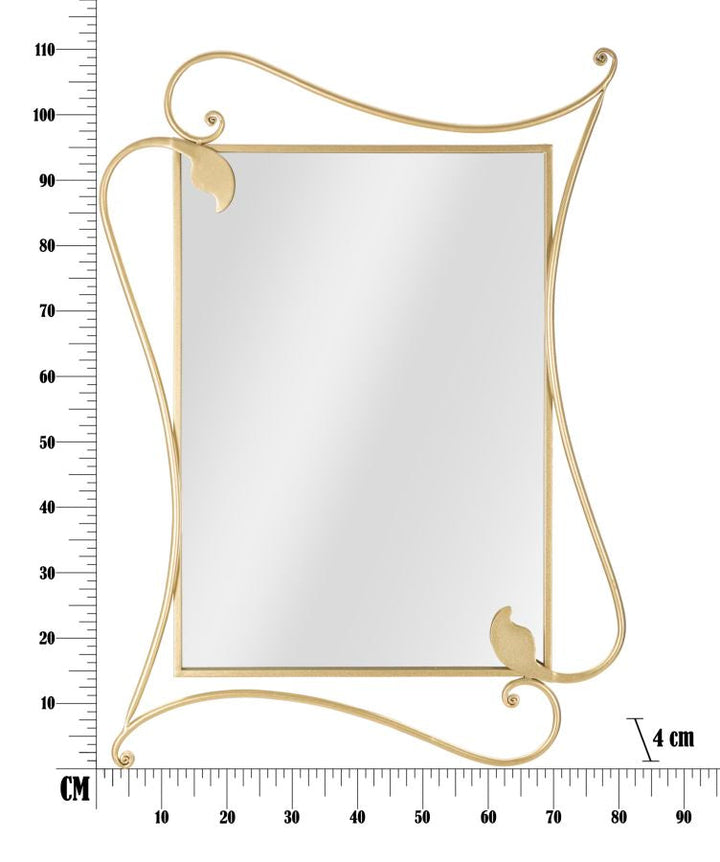 Metall Elegante Linie dekoriert Quadratischer Wandspiegel