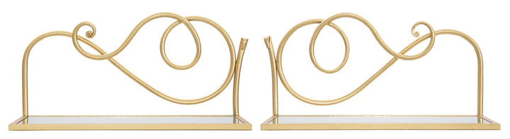 Goldene Wandregale aus Metall und Glas