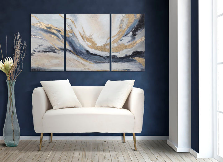 Fototapete aus Gold und grauem Marmor 3er Set