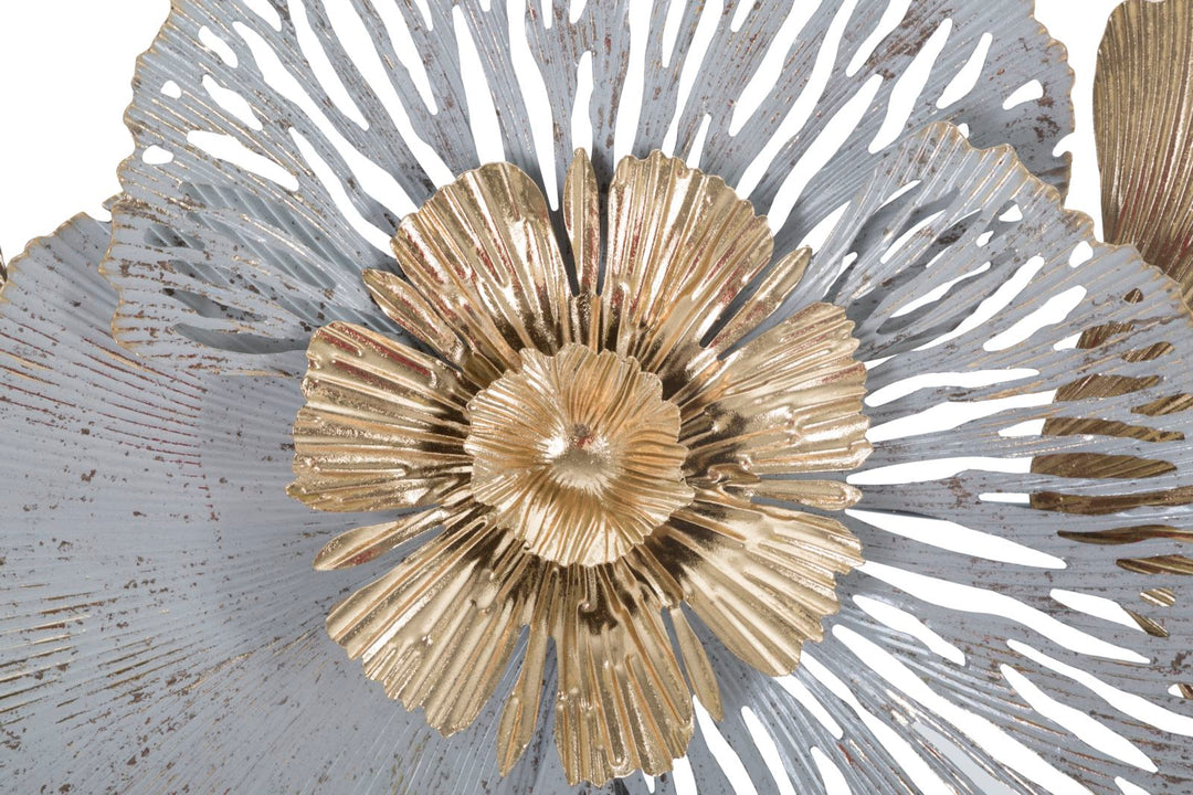 Florale Wanddekoration aus Metall mit rundem Rahmen