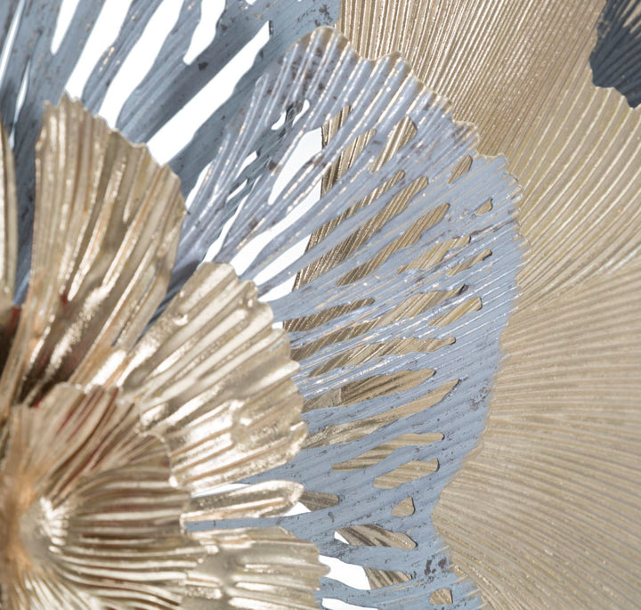 Florale Wanddekoration aus Metall mit rundem Rahmen
