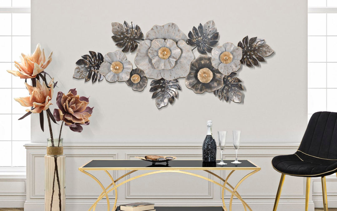 Metall Blumen und Blattmuster Wanddekoration