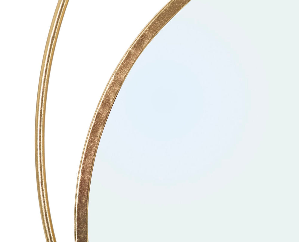 Gold Metall Runde Metall Runde Wandspiegel mit geometrischen Kreisen verziert