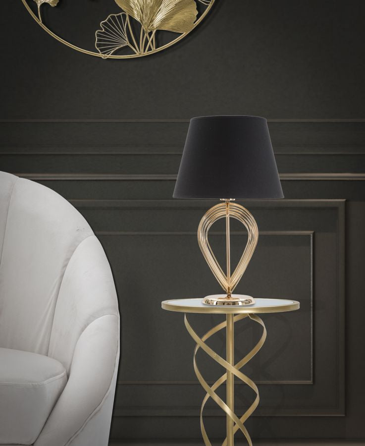 Goldfarbene und schwarze Metall-Tischlampe