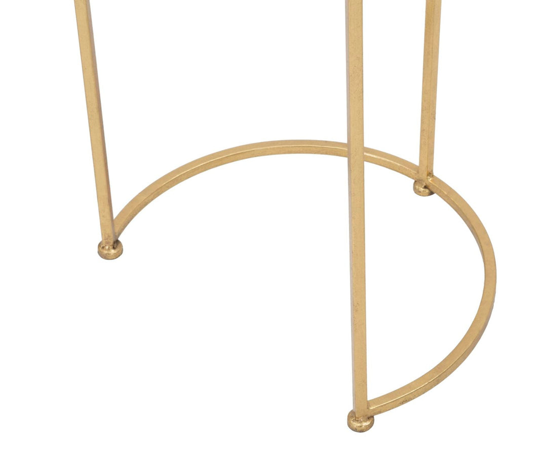 Kleiner runder Tisch aus Metall und Glas in Gold