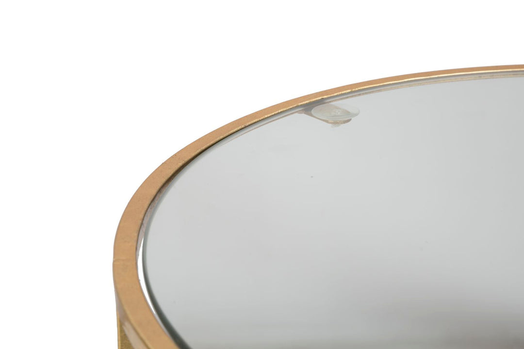 Kleiner runder Tisch aus Metall und Glas in Gold