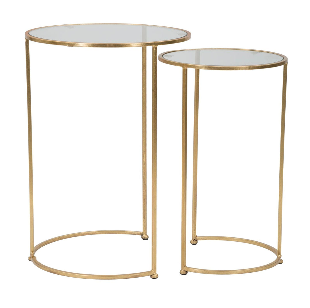 Kleiner runder Tisch aus Metall und Glas in Gold