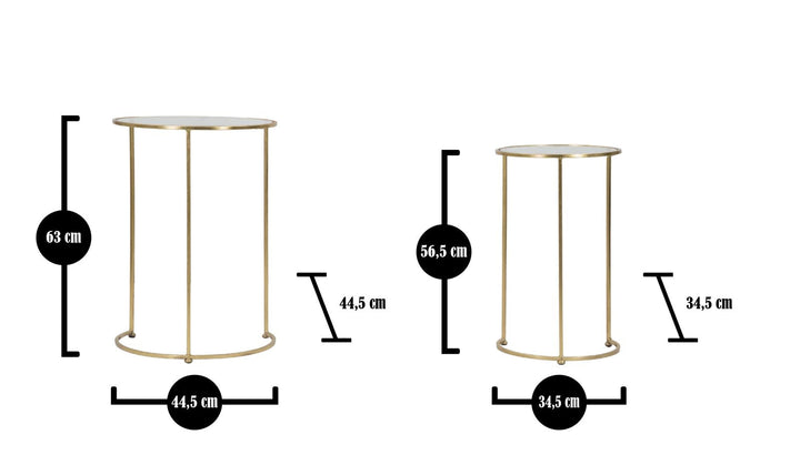 Kleiner runder Tisch aus Metall und Glas in Gold
