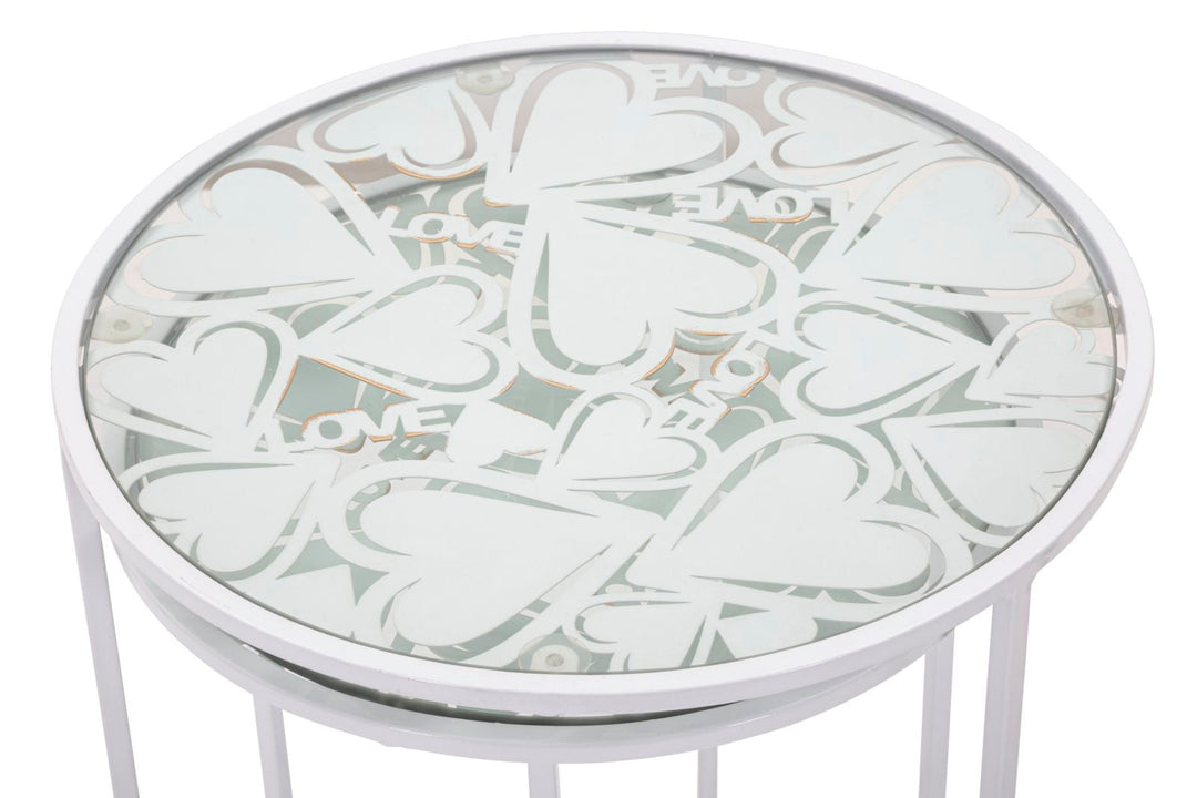 Kleiner runder Metalltisch mit Marmorplatte in Gold