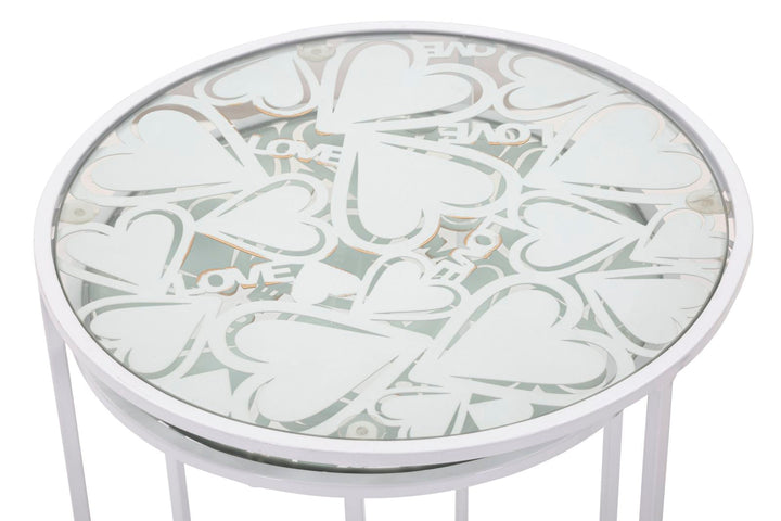 Kleiner runder Metalltisch mit Marmorplatte in Gold