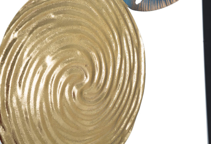 Geometrische Wanddekoration mit Metallkreisen in quadratischem Rahmen