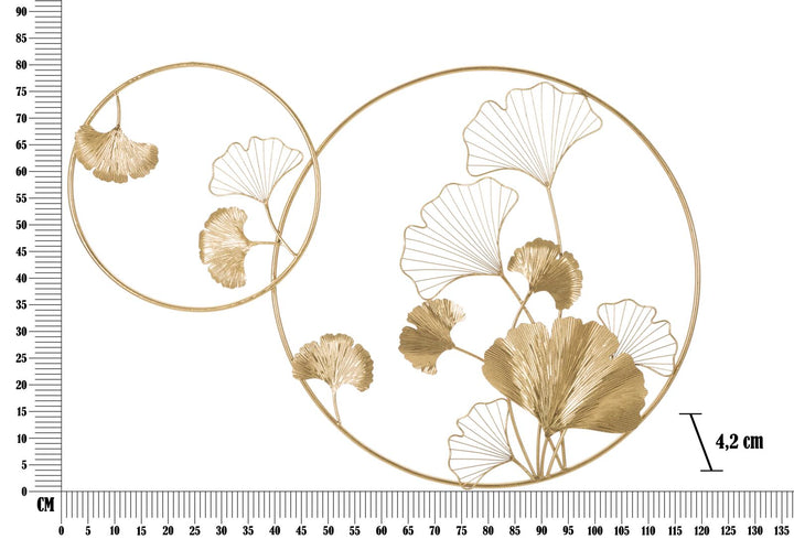 Goldene Blumenwanddekoration in rundem Rahmen