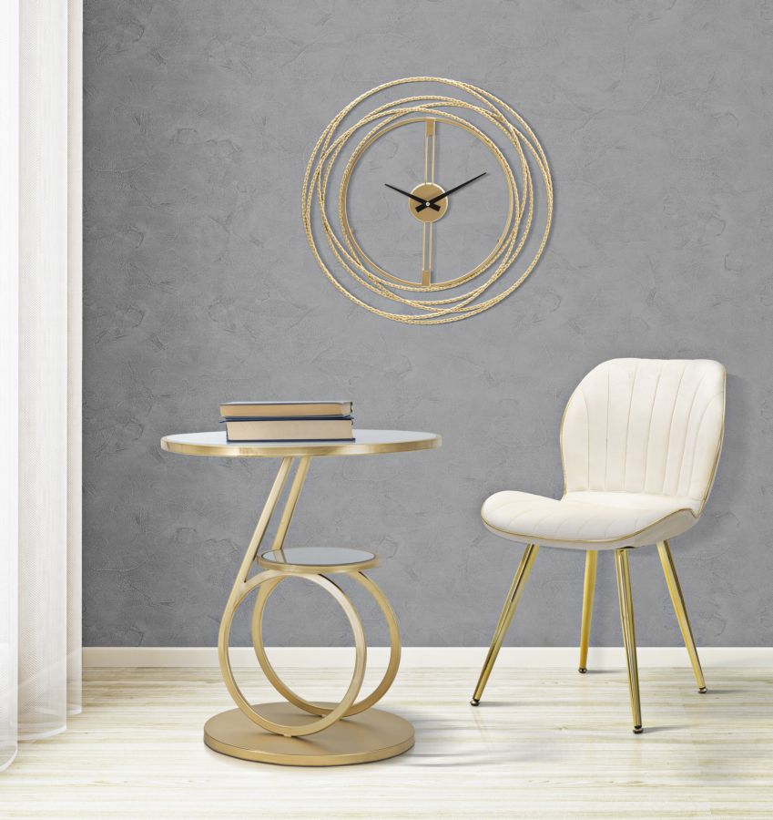 Gold Metall Geometrische Kreis dekoriert Wanduhr