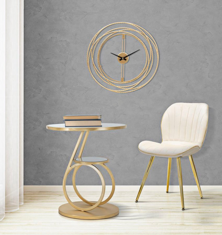 Gold Metall Geometrische Kreis dekoriert Wanduhr