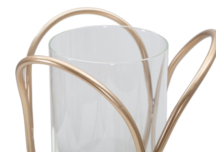 Geometrischer Kerzenhalter aus Goldmetall