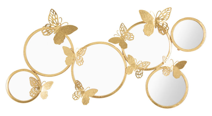 Gold Farbe Runde Wandspiegel mit Schmetterlingen