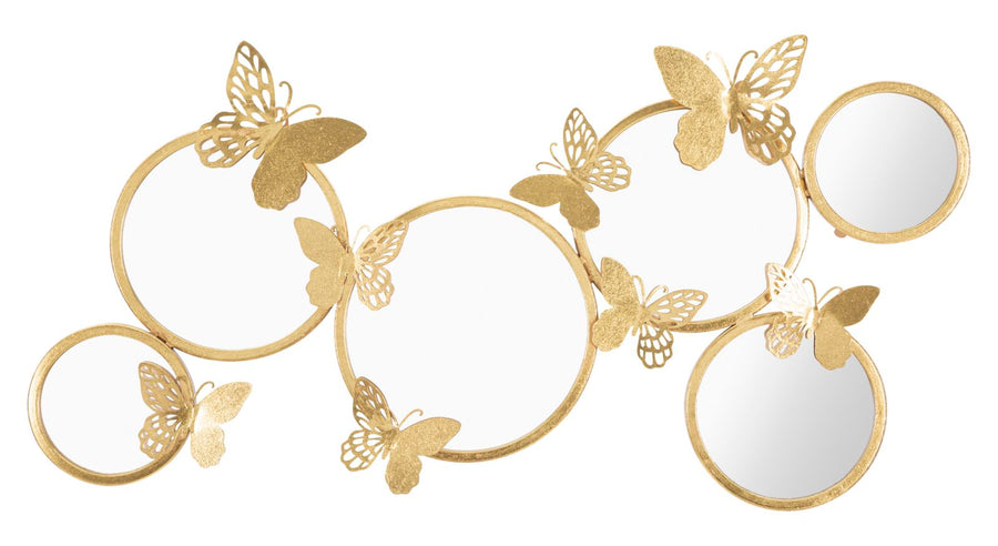 Gold Farbe Runde Wandspiegel mit Schmetterlingen