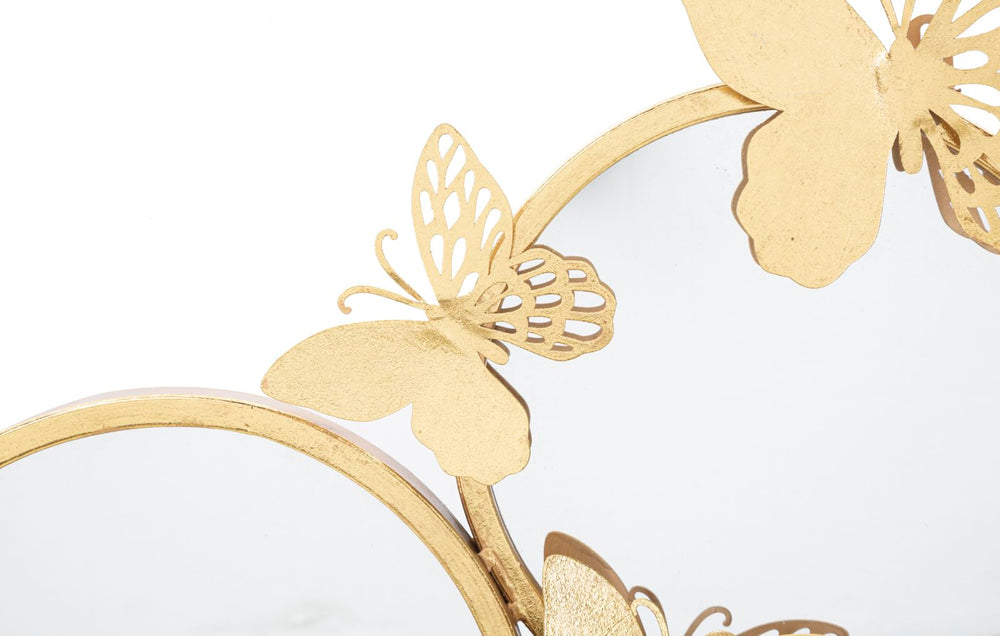 Gold Farbe Runde Wandspiegel mit Schmetterlingen