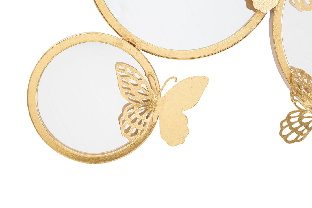 Gold Farbe Runde Wandspiegel mit Schmetterlingen