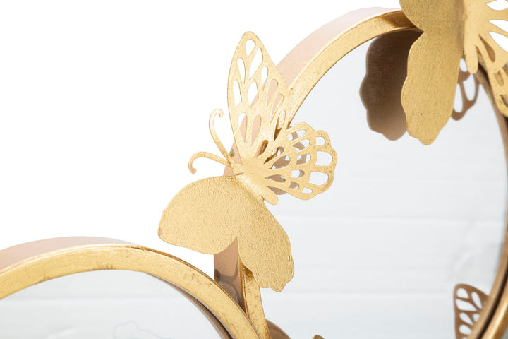 Gold Farbe Runde Wandspiegel mit Schmetterlingen