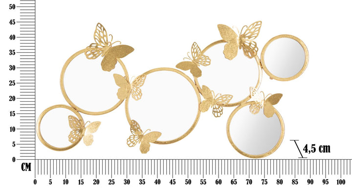 Gold Farbe Runde Wandspiegel mit Schmetterlingen