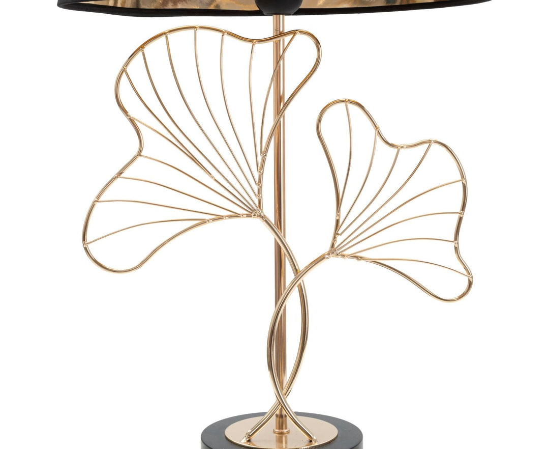 Gold Metall und Schwarz Blattmuster Tischlampe
