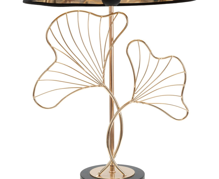 Gold Metall und Schwarz Blattmuster Tischlampe