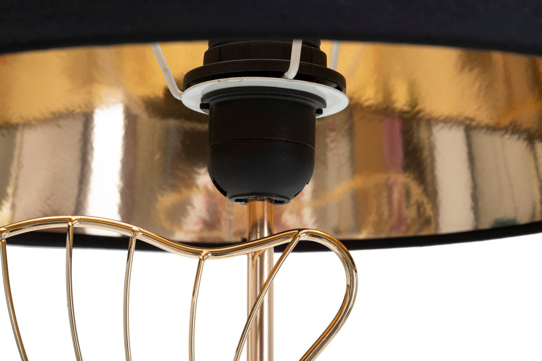 Gold Metall und Schwarz Blattmuster Tischlampe