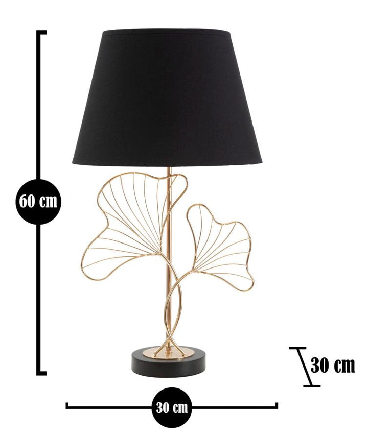 Gold Metall und Schwarz Blattmuster Tischlampe