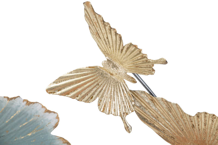 Metall Blume und Blatt-Muster Wanddekoration in rundem Rahmen