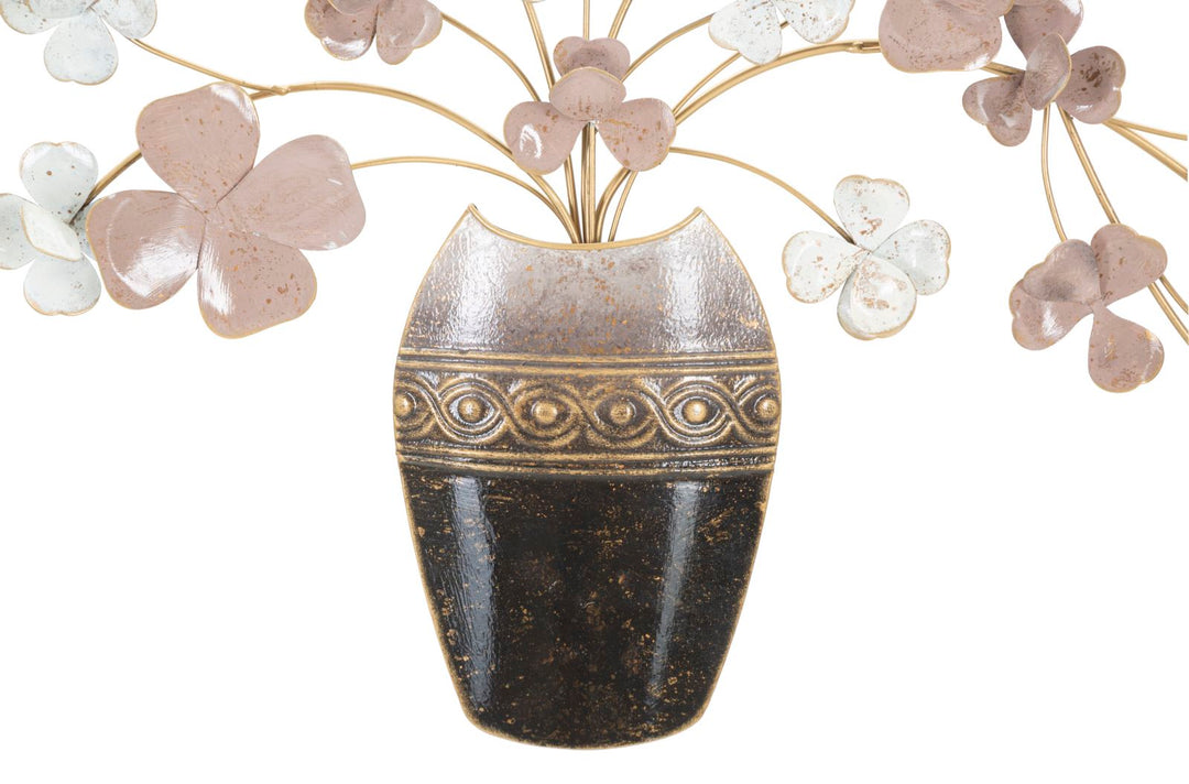 Metallvase mit Blumen Wanddekoration